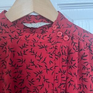 Vintage Red and Black Asymmetric Blouse